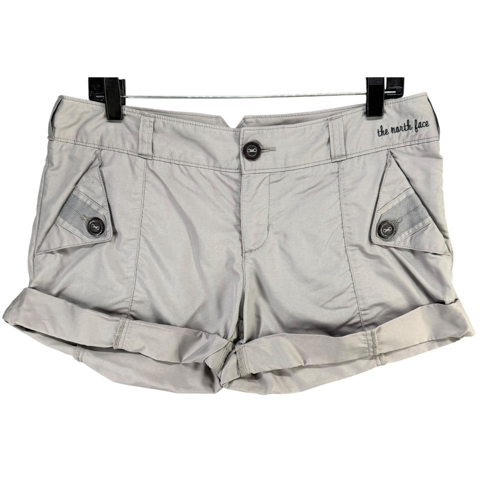 The North Face Cargo Shorts Womens Size 10 Gray Rolled Hem Outdoor Hiking Casual